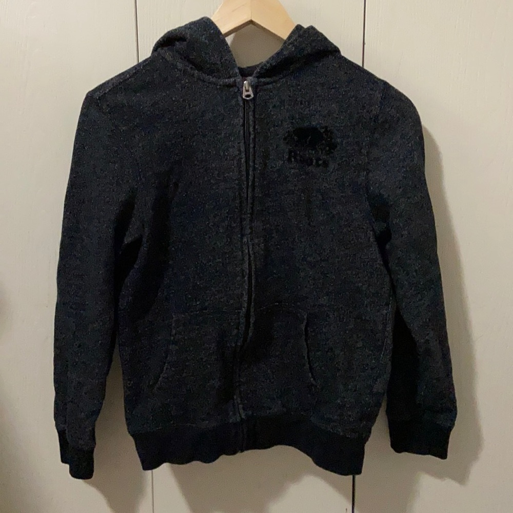 Roots Black & White Marled Zip Up Hoodie